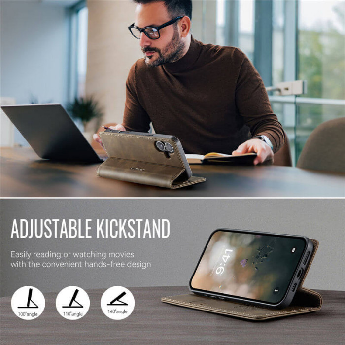 Чохол-книжка CaseMe RFID з нубуку для iPhone 16 Plus Чорний