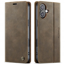 Чохол-книжка CaseMe RFID із нубуку для iPhone 16 Коричневий