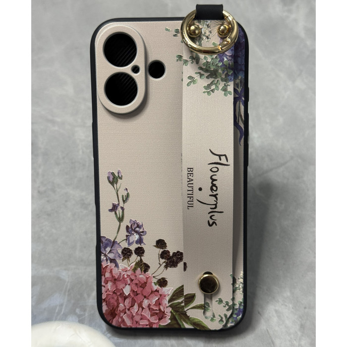 Силіконовий чохол для iPhone 16 з ремінцем-підставкою Flowerplus