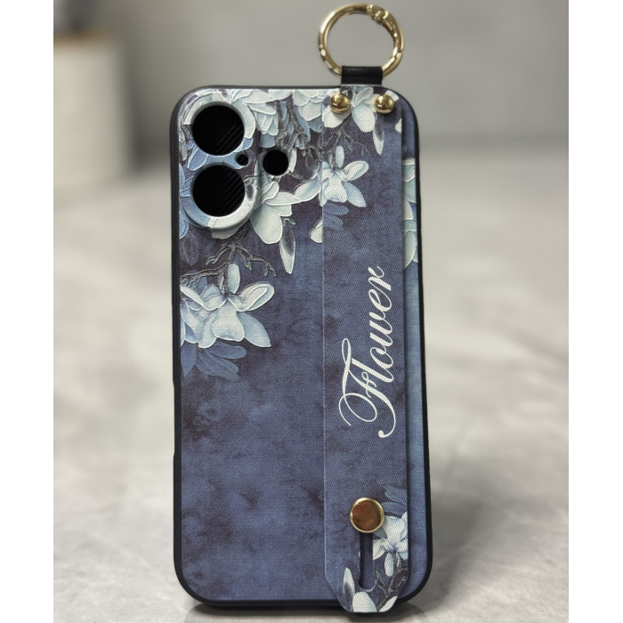 Силіконовий чохол для iPhone 16 з ремінцем-підставкою та на шию Магнолія