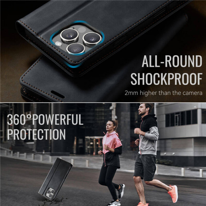 Чехол-книжка CaseMe RFID из нубука для iPhone 16 Pro Черный