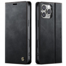 Чохол-книжка CaseMe RFID з нубуку для iPhone 16 Pro Чорний