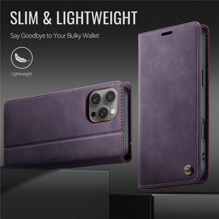 Чехол-книжка CaseMe RFID из нубука для iPhone 13 Pro Фиолетовый