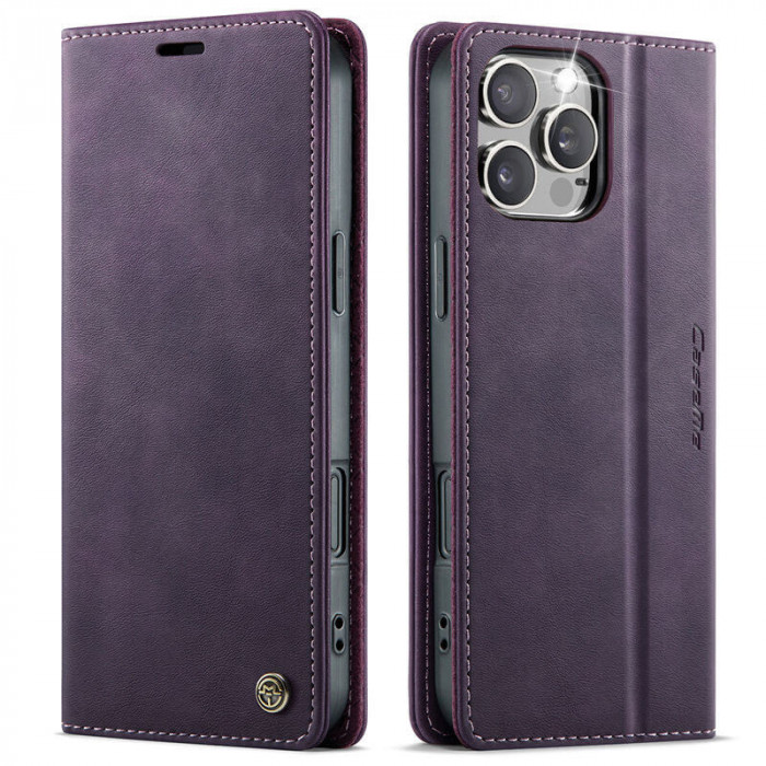 Чехол-книжка CaseMe RFID из нубука для iPhone 13 Pro Фиолетовый
