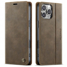 Чохол-книжка CaseMe RFID із нубуку для iPhone 16 Pro Коричневий