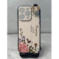 Силиконовый чехол для iPhone 16 Pro Max с ремешком-подставкой Flowerplus