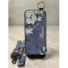 Силиконовый чехол для iPhone 16 Pro Max с ремешком-подставкой и на шею Магнолия