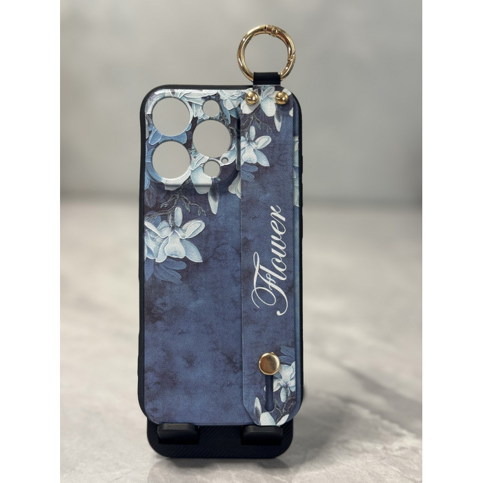 Силиконовый чехол для iPhone 16 Pro Max с ремешком-подставкой и на шею Магнолия