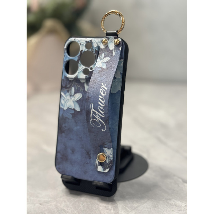Силиконовый чехол для iPhone 16 Pro Max с ремешком-подставкой и на шею Магнолия