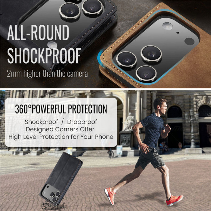 Чехол-книжка CaseMe из нубука для iPhone 17 Pro Max Черный