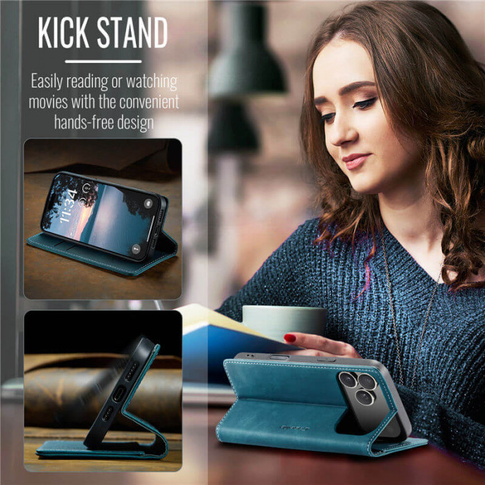 Чехол-книжка CaseMe из нубука для iPhone 17 Pro Max Бирюзовый