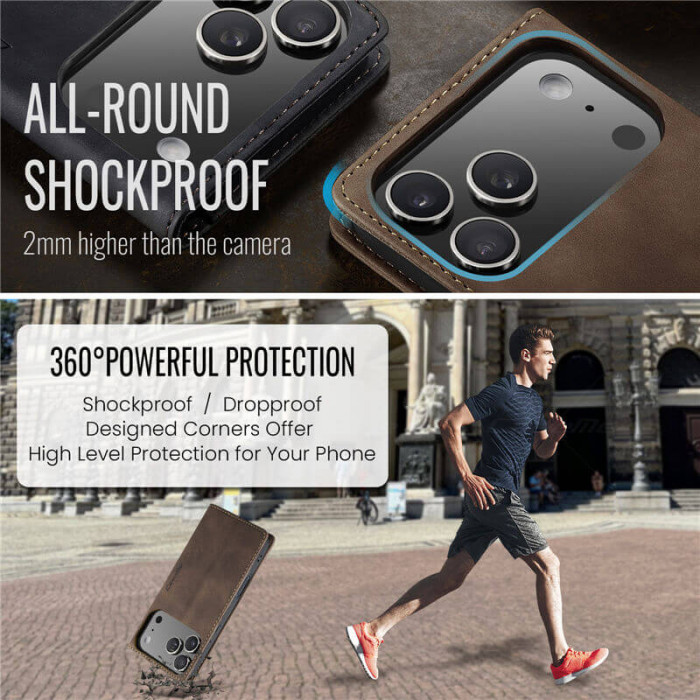 Чехол-книжка CaseMe из нубука для iPhone 17 Pro Тёмно-коричневый