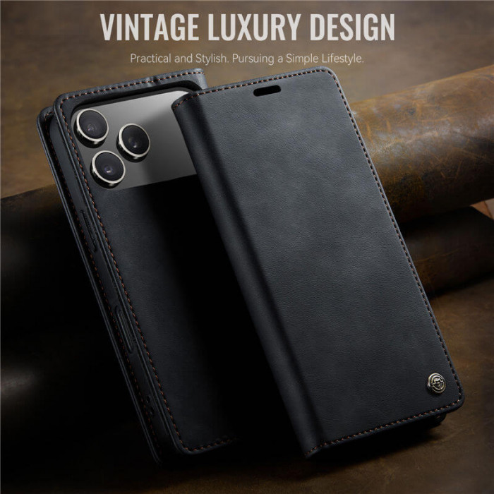 Чехол-книжка CaseMe RFID из нубука для iPhone 17 Pro Max Черный