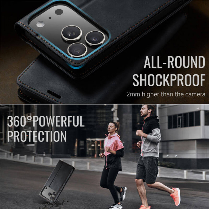 Чехол-книжка CaseMe RFID из нубука для iPhone 17 Pro Max Черный