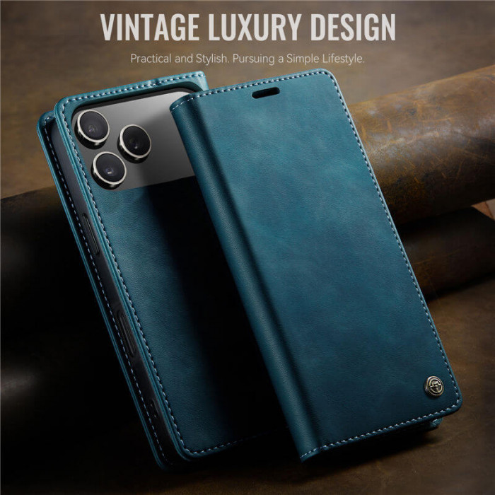 Чехол-книжка CaseMe RFID из нубука для iPhone 17 Pro Max Бирюзовый