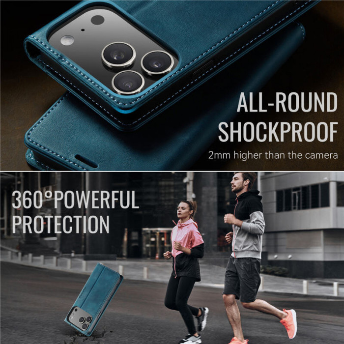 Чехол-книжка CaseMe RFID из нубука для iPhone 17 Pro Max Бирюзовый