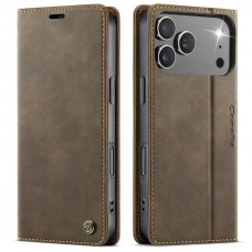 Чохол-книжка CaseMe RFID із нубуку для iPhone 17 Pro Max Коричневий