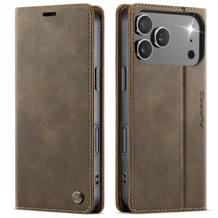 Чехол-книжка CaseMe RFID из нубука для iPhone 17 Pro Коричневый