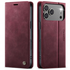 Чехол-книжка CaseMe RFID из нубука для iPhone 17 Pro Max Бордовый