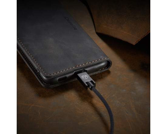 Чехол-книжка CaseMe из нубука для Xiaomi Redmi Note 12 Pro+ 5G Чёрный