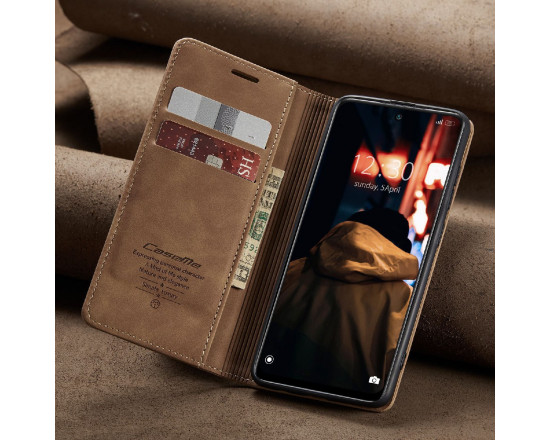 Чохол-книжка CaseMe із нубуку для Samsung S21 Plus Світло-коричневий