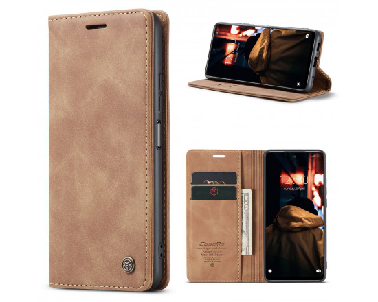 Чохол-книжка CaseMe із нубуку для Samsung S21 FE Світло-коричневий
