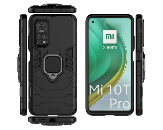 Защитный бампер IronMan для Xiaomi Mi 10T/10T Pro с кольцом-держателем Чёрный