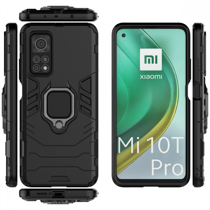 Защитный бампер IronMan для Xiaomi Mi 10T/10T Pro с кольцом-держателем Чёрный