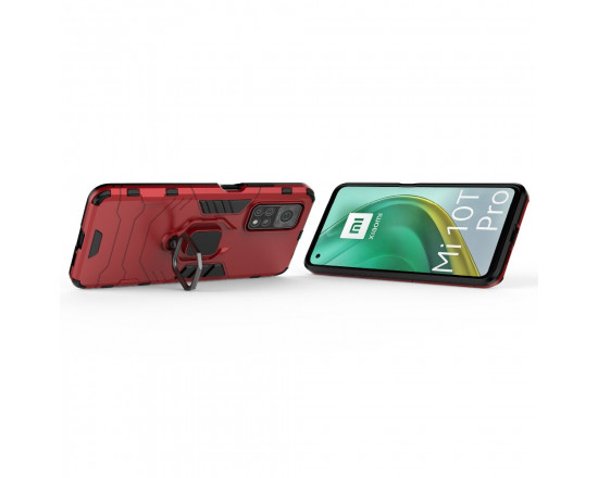 Захисний бампер IronMan для Xiaomi Mi 10T/10T Pro з кільцем-тримачем Червоний
