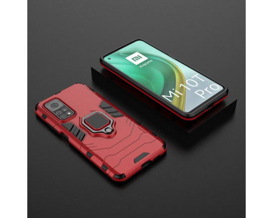 Защитный бампер IronMan для Xiaomi Mi 10T/10T Pro с кольцом-держателем Красный