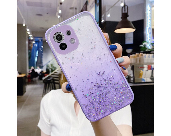 Чехол Stardust с цветными бортиками для Xiaomi Mi 11 Lite Фиолетовый