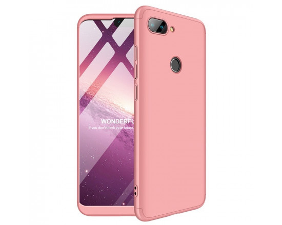 Матовый защитный чехол GKK 360° для Xiaomi Mi 8 Lite Розовый