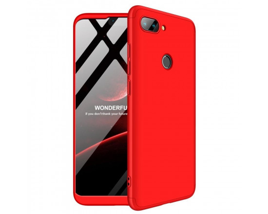 Матовый защитный чехол GKK 360° для Xiaomi Mi 8 Lite Красный