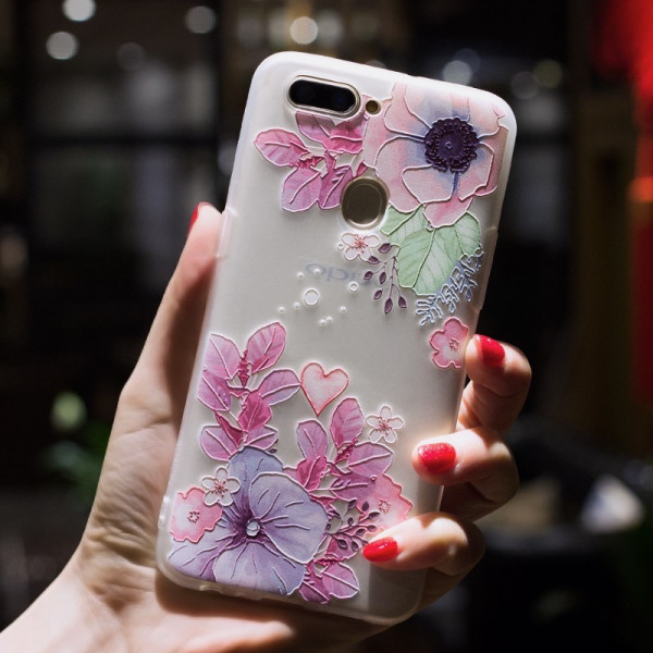 Рельєфний силіконовий чохол для Xiaomi Redmi 6 з зображенням Квіткова композиція.
