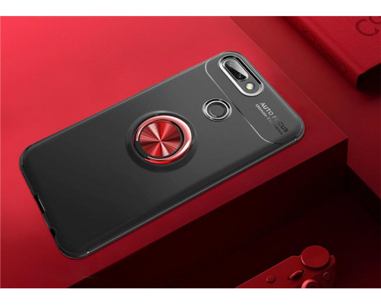 Силиконовый бампер для Xiaomi Mi 8 Lite с кольцом-держателем Красный