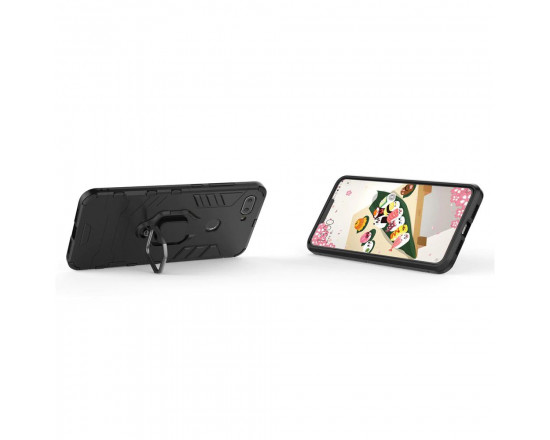 Захисний бампер IronMan для Xiaomi Mi 8 Lite з кільцем-тримачем Чорний