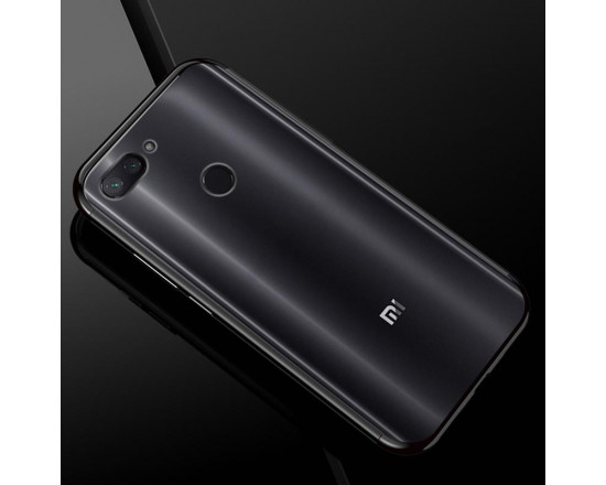 Силиконовый чехол с цветными рамками для Xiaomi Mi 8 Lite Черный