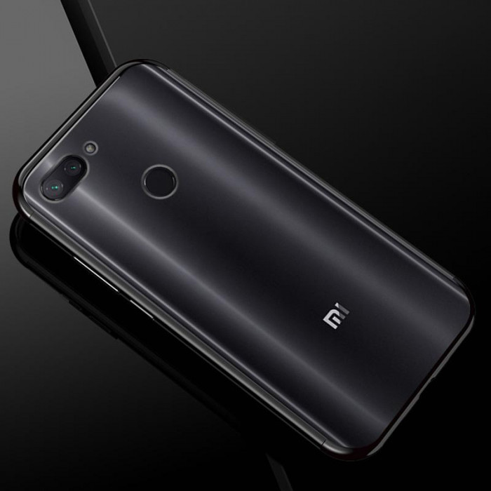 Силиконовый чехол с цветными рамками для Xiaomi Mi 8 Lite Черный