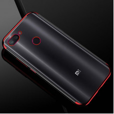 Силиконовый чехол с цветными рамками для Xiaomi Mi 8 Lite Красный