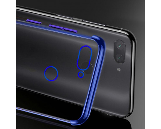 Силиконовый чехол с цветными рамками для Xiaomi Mi 8 Lite Синий