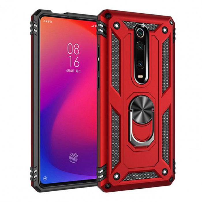 Ультратонкий противоударный чехол для Xiaomi Mi 9T с кольцом-держателем Красный