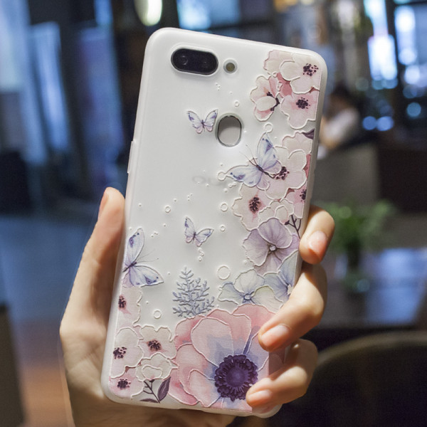 Рельєфний силіконовий чохол для Xiaomi Mi A1 з картинкою Квіти та метелики