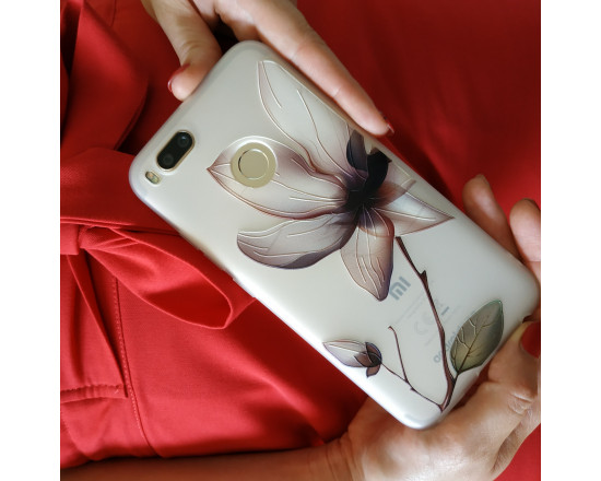 Рельефный силиконовый чехол для Xiaomi Redmi 6 с картинкой Магнолия 