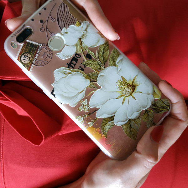 Рельефный силиконовый чехол для Xiaomi Mi A1 с картинкой Белые цветы