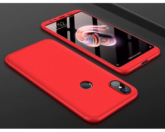 Матовый защитный чехол GKK 360° для Xiaomi Mi A2 Красный