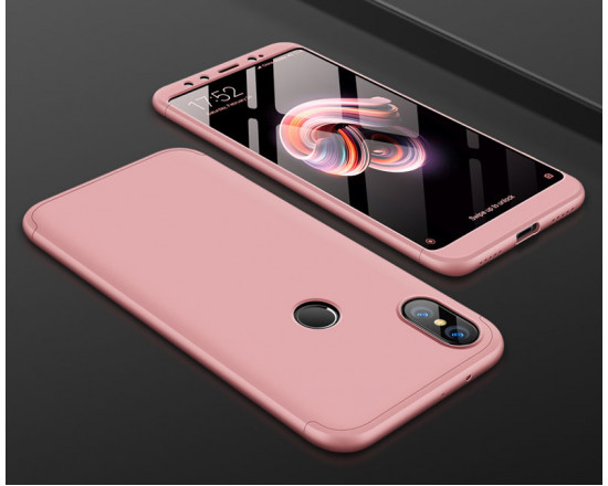 Матовый защитный чехол GKK 360° для Xiaomi Mi A2 Розовый