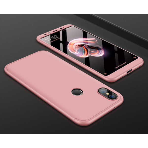 Матовый защитный чехол GKK 360° для Xiaomi Mi A2 Розовый