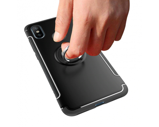 Противоударный бампер для Xiaomi Mi 8 с кольцом-держателем