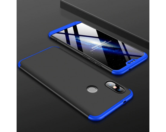 Матовый защитный чехол GKK 360° для Xiaomi Mi A2 Lite Черно-синий