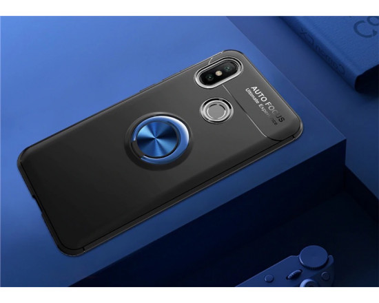 Силиконовый бампер для Xiaomi Mi A2 Lite с кольцом-держателем Синий